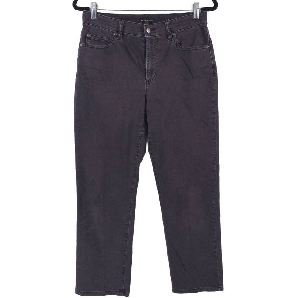 EILEEN FISHER Women’s Jeans Straight‎ Leg High Rise Size 8 Black Denim